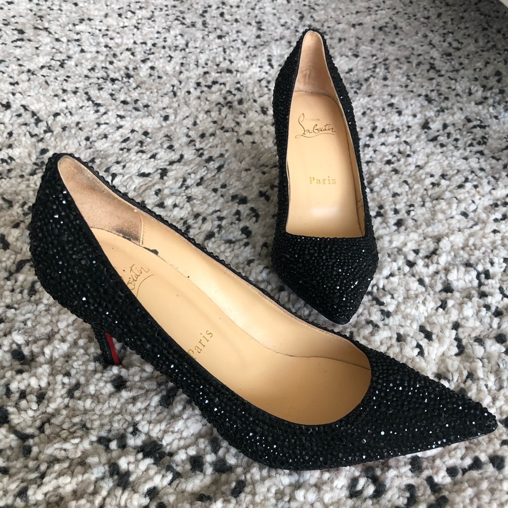 Christian Louboutin Black Kate Strass Heels 85mm